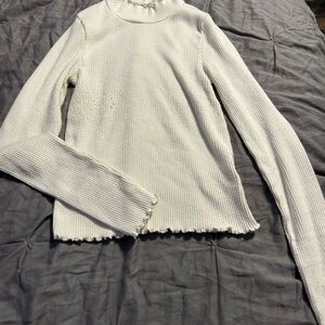 American Eagle Outfitters Cream Ribbed Turtleneck